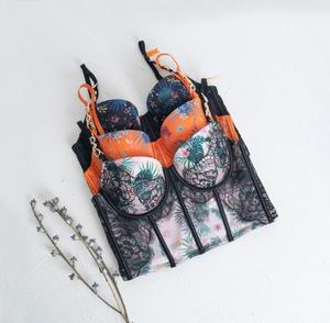Nouveau <span class=keywords><strong>Corset</strong></span> Fitness Imprimé Rétro en Dentelle, Soutien-Gorge Lingerie Sexy - Product Image 5