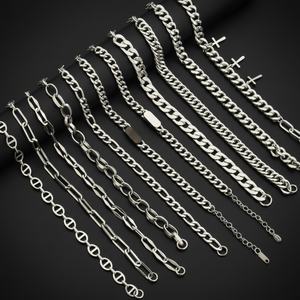 Bracciale da <span class=keywords><strong>Uomo</strong></span> alla Moda in Titanio e <span class=keywords><strong>Acciaio</strong></span> <span class=keywords><strong>Inossidabile</strong></span>, Catena a Maglie Versatile, Bracciale a Catena Figaro - Product Image 6