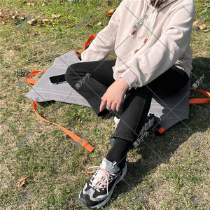Foldable Portable Camping Chair <b>Cushion</b> Gray Polyester <b>Rectangular</b> Outdoor Use - Product Image 3