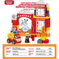 Lot de 75 gros blocs de construction : Station de pompiers et voitures – Jouet éducatif de construction – Fournisseur en gros pour enfants de 3 ans et plus