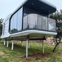 Système préfabriqué de maison de cabine de conteneur-Structure en acier transparent et conception pliante Kits de maison minuscules
