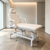 Lit de massage électrique commercial moderne à 3 moteurs, réglable en hauteur, avec appui-tête intégré, cadre en acier inoxydable, haute densité