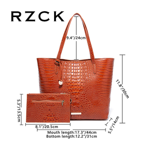 Sac <span class=keywords><strong>à</strong></span> main rétro RZCK en alligator, grand sac fourre-tout pour femmes, sac <span class=keywords><strong>à</strong></span> bandoulière é<span class=keywords><strong>l</strong></span>égant, design unique pour femmes, motif en relief de crocodile - Product Image 2