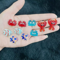 CH-HDP2903 Charme Émaillé Tendance Animaux Marins d'Été, Charme Adorable Émaillé en Forme de Crabe, Homard et Poisson Coloré, Vente en Gros de Breloques Émaillées pour Bijoux