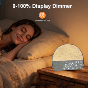 Réveil double alarme <span class=keywords><strong>de</strong></span> style européen avec simulation du lever et du coucher du soleil, lumière, <span class=keywords><strong>radio</strong></span> FM et sons naturels (bruit blanc), <span class=keywords><strong>lampe</strong></span> <span class=keywords><strong>de</strong></span> <span class=keywords><strong>chevet</strong></span> Bluetooth - Product Image 3