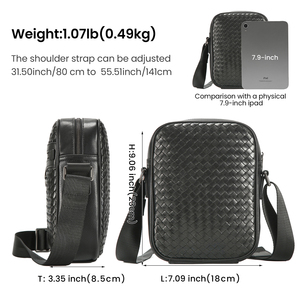 Bolsa Transversal de Couro Genuíno DUJIANG com Fecho de Zíper, Design de Alta Qualidade e Durável para Homens - Uso Diário e Viagens - Product Image 4