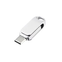 Mini clé USB en métal avec logo personnalisé Clé de stockage USB OTG pivotante pour téléphone avec capacité de 2 Go à 128 Go de type C Boîte d'emballage