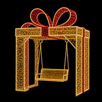 Gazebo Photo Immersif LED Blanc Chaud avec Sièges, Certifié CE SAA IP65, pour Parc à Thème, Motif Boîte Cadeau de Noël