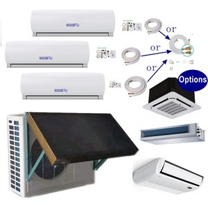 Buen Precio, Inversor de Corriente Continua, Tri-Zona 12000+12000+12000, Multi 22 SEER, Mini Split sin Ductos, Bomba de Calor Eléctrica de Aire Acondicionado para Uso en Habitaciones de Hotel - Product Image 1