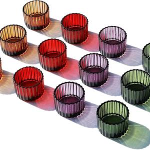 Piccolo portacandele Vintage <span class=keywords><strong>borghesia</strong></span> da tè a strisce verticali in vetro trasparente eco-friendly tazza retrò natalizia - Product Image 4