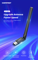 Adaptateur WiFi6 COMFAST AX600 2.4G&5G 600Mbps Carte réseau 802.11ax Pilote gratuit Antenne Dongle USB Win 10/11 PC Ordinateur portable