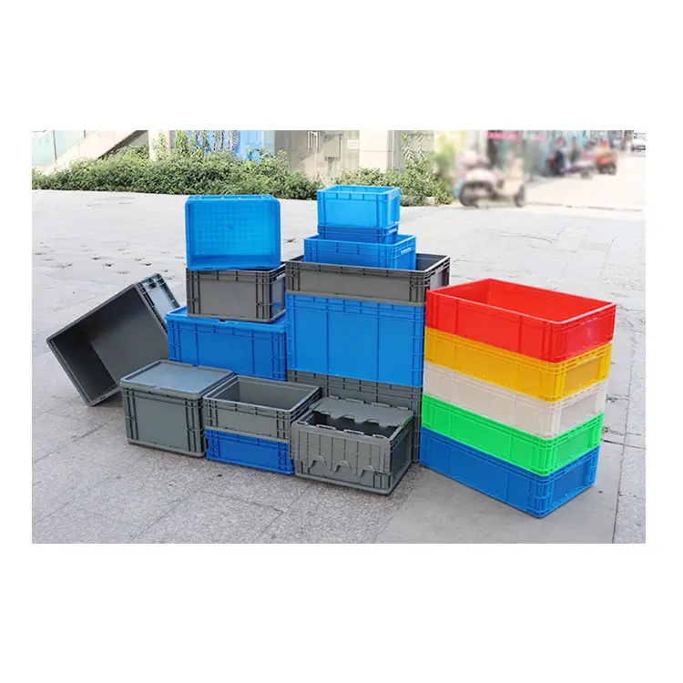 Plastic Heavy Duty Solid Grote Bulk Stapelbaar Industrie Eu Container Met Deksel