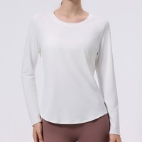 Haut de sport professionnel à manches longues pour femme, en Spandex/Polyester respirant, à quatre points de couture et six fils, idéal pour le yoga et la course à pied
