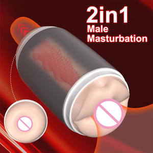 Đồ chơi tình dục nam, máy bay tình dục hai đầu, cốc thủ dâm miệng và hậu môn, hai kênh, dụng cụ tập luyện dương vật ngược, đồ chơi người lớn. - Product Image 4