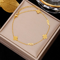 Bracelet de cheville en acier inoxydable plaqué or 18 carats non terni Bracelet de cheville tendance de forme mixte pour femme