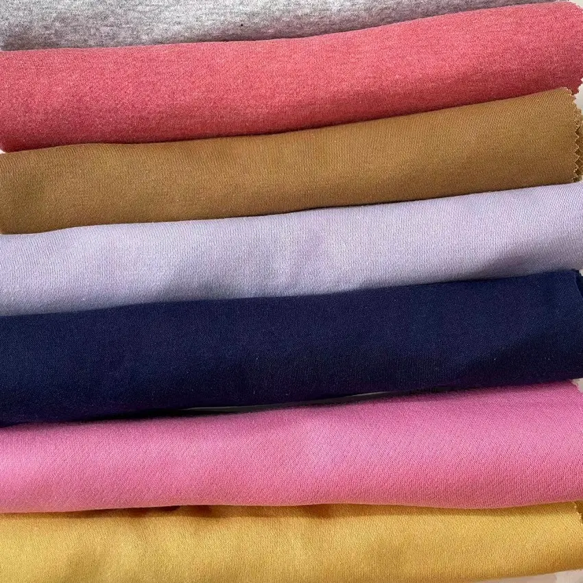 Eco friendly knit 60% cotton 40% recycled polyester brushed french terry fleece fabric for hoodies
