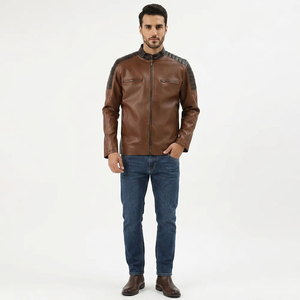 High Quality Genuine <b>Leather</b> <b>Men's</b> Stand Collar <b>Jackets</b>-Breathable Vintage Style Autumn Large Size - Product Image 1