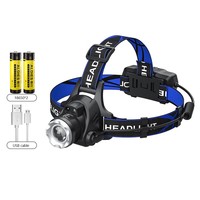 Lampe frontale Zoom 10W T6 LED avec détecteur de mouvement, lampe frontale compacte pour le camping, lampe torche rechargeable 1000lm haute puissance, lampe de pêche nocturne