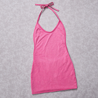 Robes décontractées pour femmes, rose, logo brodé, vêtements de détente de luxe, robes de club, vêtements sexy pour femmes, robes à épaules dénudées, vendeurs