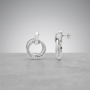Boucles d'oreilles créoles argentées pour femmes en acier inoxydable, hypoallergéniques, bijoux de mode, boucles d'oreilles clous simples et doubles cercles - Product Image 2