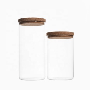1000ml With Cork Top Glass Storage Bottle OEM High Borosilicate Whlesae Tea Glass Jar With Cork