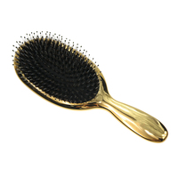 Brosse à cheveux en poils de nylon de sanglier antistatique pour placage de pagaie de galvanoplastie dorée Brosse à cheveux ionique de massage pour femmes