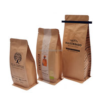 Sacs d'emballage de grains de café compostables écologiques avec impression personnalisée et bandes d'étanchéité en étain-pochettes vides en gros