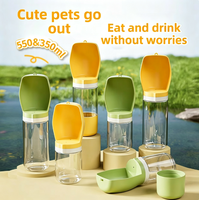 Gourde de voyage pour animaux de compagnie en PP, personnalisable avec logo, 350 ml, 550 ml, bouteille d'eau portable pour chien, anti-fuite