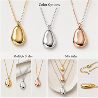 Collar con Colgante de Piedras en Tono Dorado Personalizado, Cadena de Eslabones Ovalados Orgánicos, Joyería de Acero Inoxidable para Mujer