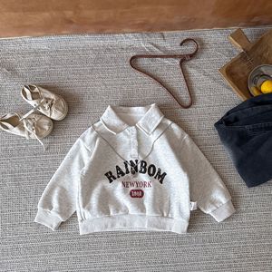 Automne enfant en bas âge sportif couleur unie Polo garçons sweats enfants garçons pull <span class=keywords><strong>sweat</strong></span> mode unisexe vêtements - Product Image 2