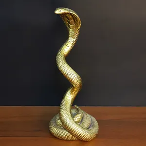Grosir patung ular Resin dekorasi rumah patung hewan emas buatan Eropa
