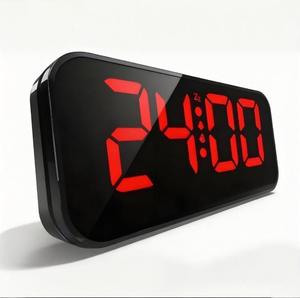 Nouvelle conception, miroir réglable, <span class=keywords><strong>horloge</strong></span> numérique de maquillage, affichage LED, fonction snooze, rétroéclairage, matériau ABS, <span class=keywords><strong>horloge</strong></span> de bureau, noir, <span class=keywords><strong>rouge</strong></span> - Product Image 2
