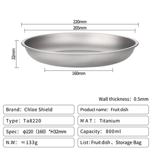 Assiette en titane monocouche de 8,7 pouces, assiette portable pour la cuisine domestique, la cuisine de camping, la cuisson - Product Image 3