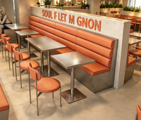 Ensemble de sièges de restaurant en cuir PU commercial moderne, table à manger en acier inoxydable, chaises, mobilier de restauration rapide pour café