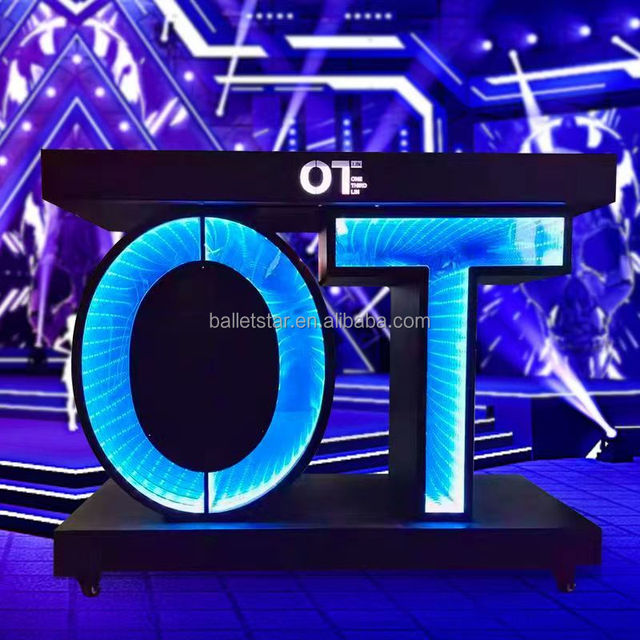 Charging Colorful Nightclub Battery Wireless Dj Booth Luminous Metal Dj Facade Table