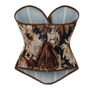 Top <span class=keywords><strong>bustier</strong></span> sexy pour femme, imprimé floral <span class=keywords><strong>kaki</strong></span>, style gothique vintage, corset court, dos nu, sans bretelles, tube top - Product Image 3