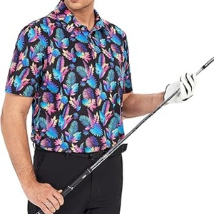 Chemises de golf pour hommes, haute élasticité, séchage rapide, manches courtes, sans coutures, évacuation de l'humidité, sensation rafraîchissante, couleur unie, tricotées, imprimées - Product Image 5