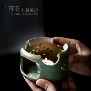 Hut Qu <b>Tea</b> <b>Pot</b> <b>Set</b> Ceramic Teapot With Stove Candle Heating Kung Fu <b>Tea</b> <b>Set</b> For Outdoor Use Bluestone Glaze - Product Image 4