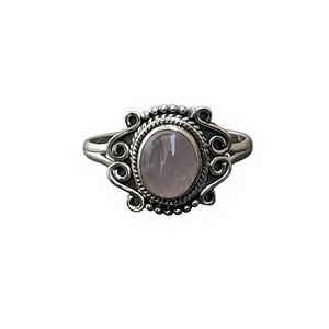 Natural Rose Quartz Stone Oval Shape <b>Ring</b> Wholesale Gemstone Fine Jewelry <b>Ring</b> <b>925</b> Solid Sterling <b>Silver</b> <b>Ring</b> - Product Image 2