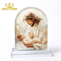 Plaque religieuse en cristal imprimée UV Jésus avec l'Enfant, souvenir d'église pour baptême, communion, dévotion, cadeau de cérémonie