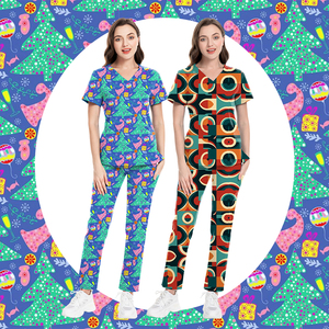 Uniforme d'hôpital tissu de coton costume d'infirmière de médecin personnalisé ensembles d'uniformes de gommage médicaux respirants à motif imprimé - Product Image 3