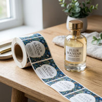 Rouleaux d'autocollants de parfum de luxe personnalisés, étiquettes adhésives, motifs personnalisés imprimés, emballage de flacons cosmétiques haut de gamme, autocollants de logo