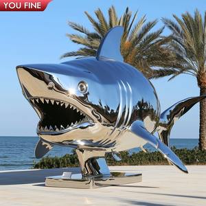ประติมากรรมฉลามสแตนเลสตกแต่งถนนริมทะเล - Product Image 3