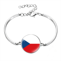 Maßgefertigtes Kolumbien-Flaggen-Cabochon-Armband, Metallketten-Zeitedelstein-Armband für Fußballfans & Festivalgeschenke