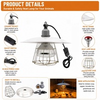 Kit de Lampe Chauffante Étanche et Anti-Explosion pour Volaille - Réchauffeur Infrarouge pour Poussins avec Abat-jour pour Ferme