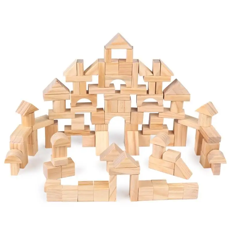 TS 100PCs caja de regalo de madera para niños protección del medio ambiente bloques de construcción educación temprana