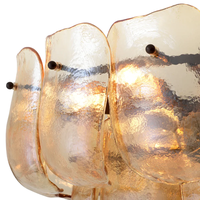 Lustre en verre à pétales pressés à la main de style français rétro, luminaire suspendu de luxe postmoderne pour villa, salon, salle à manger, maison