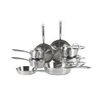 Nouvel ensemble de batterie de cuisine 3 couches en acier inoxydable antiadhésif pour usage domestique, comprenant un wok, une poêle et une marmite