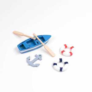 Petit bateau avec rames et bouées de sauvetage, ornements décoratifs en plastique pour paysage marin, fournitures artisanales DIY - Product Image 5