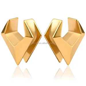 Evorte Fashion Surgical Steel Hexagon Saddle Ear Spreader 18K Rose Gold Ear Plug Tunnel Stretcher Gauge Earring Piercing Jewelry